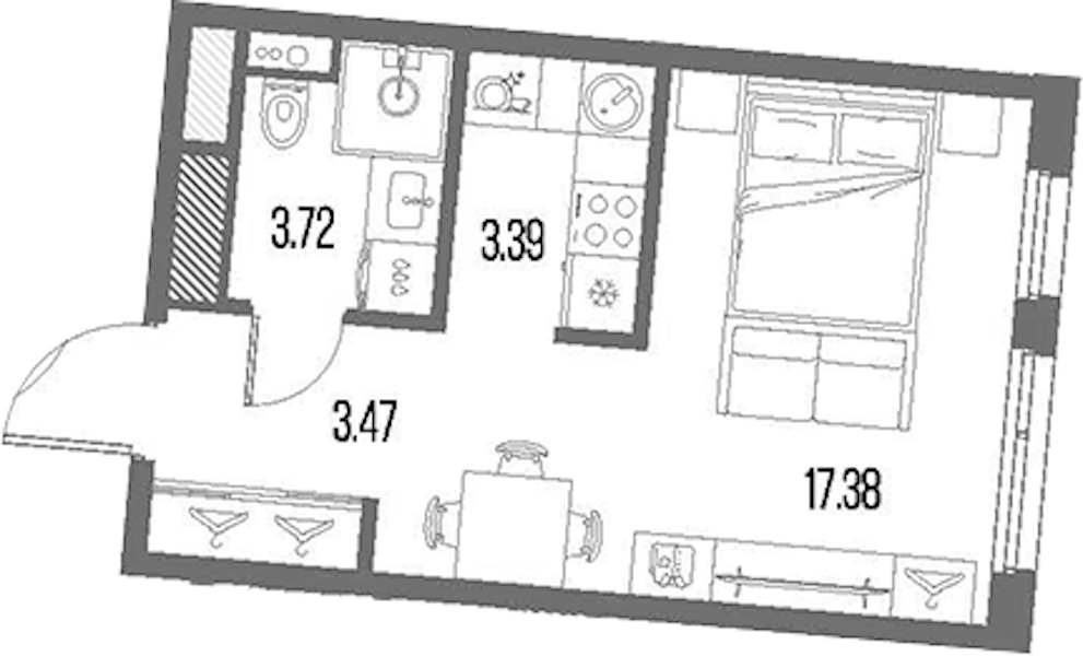 Квартира студия 28.07 м², 8/10 эт., ЖК «LEGENDA Васильевского»